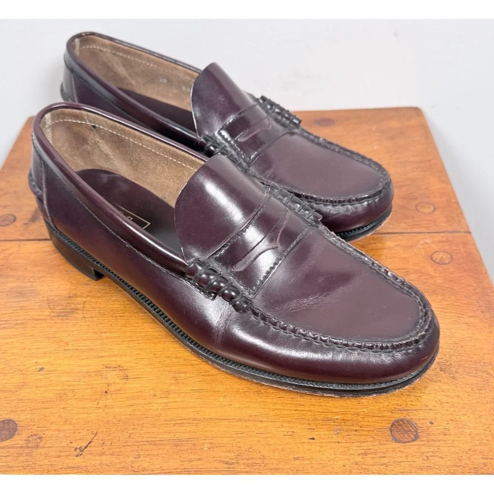 FLORSHEIM FLS Berkeley Classic Penny Loafers Rich Dark Brown Leather Mens - 9 D